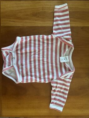 kate quinn Pink and White Striped Newborn Bodysuit with Envelope Neck